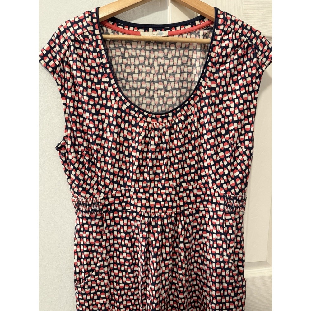 Boden Jerseyโ Dress Sz 10R Red White Blue Patriotic Pockets BBQ Stretch Casual